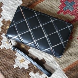 Michael Kors Black Silver phone wristlet wallet